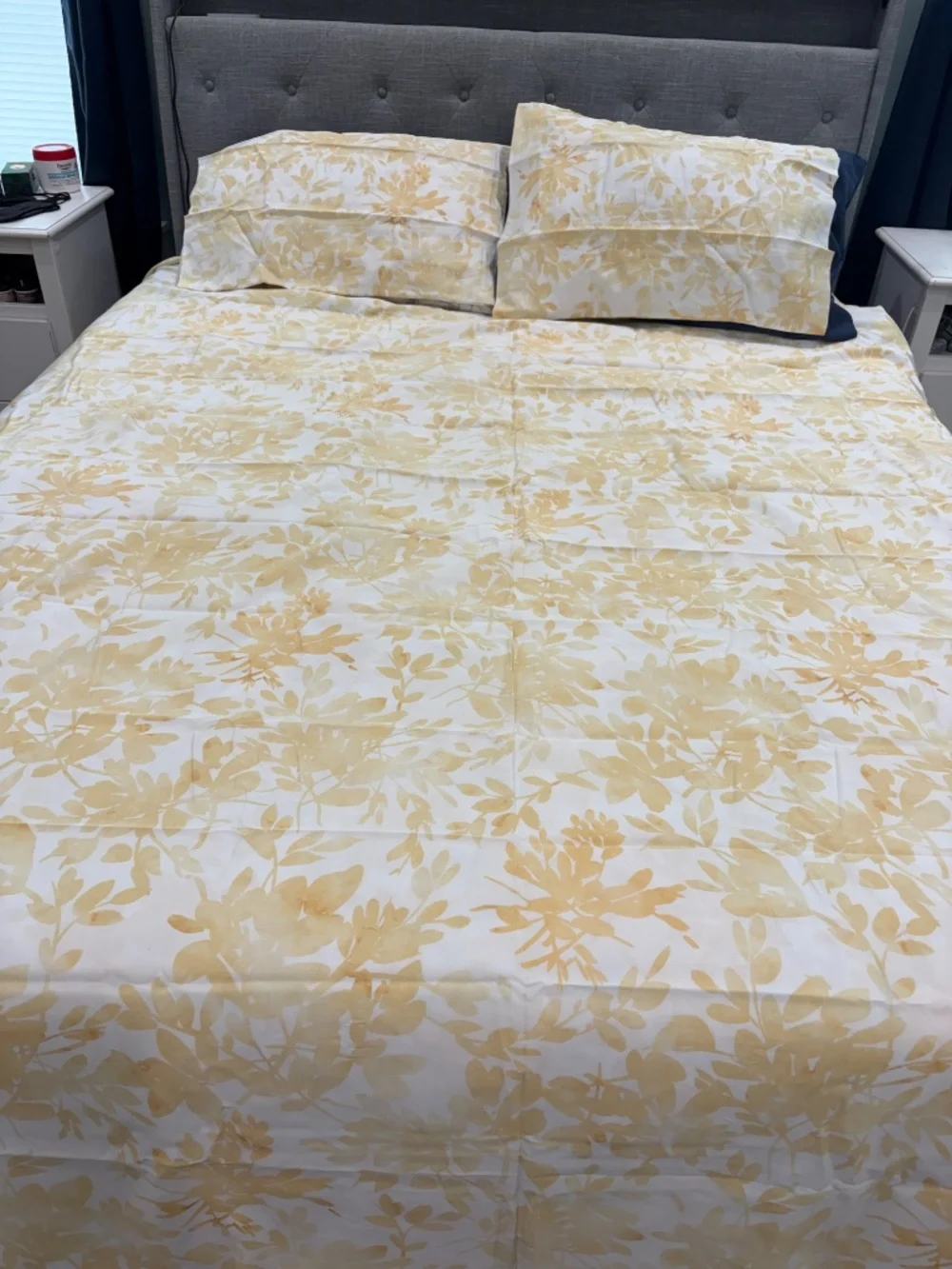 Charter Club Queen Yellow Leaf Duvet Set